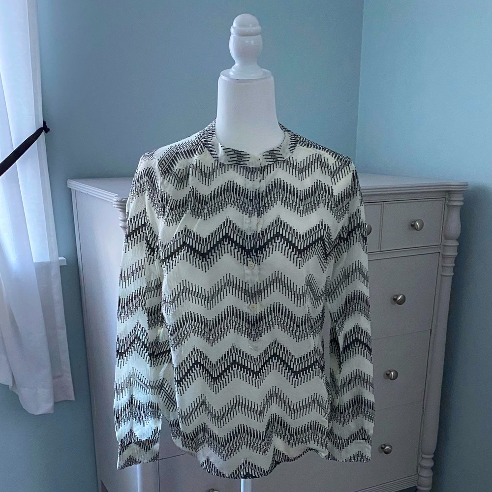 J. Crew Zig Zag Patterned Blouse